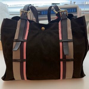 DKNY Brown Suede with Pink Trim Tote Bag